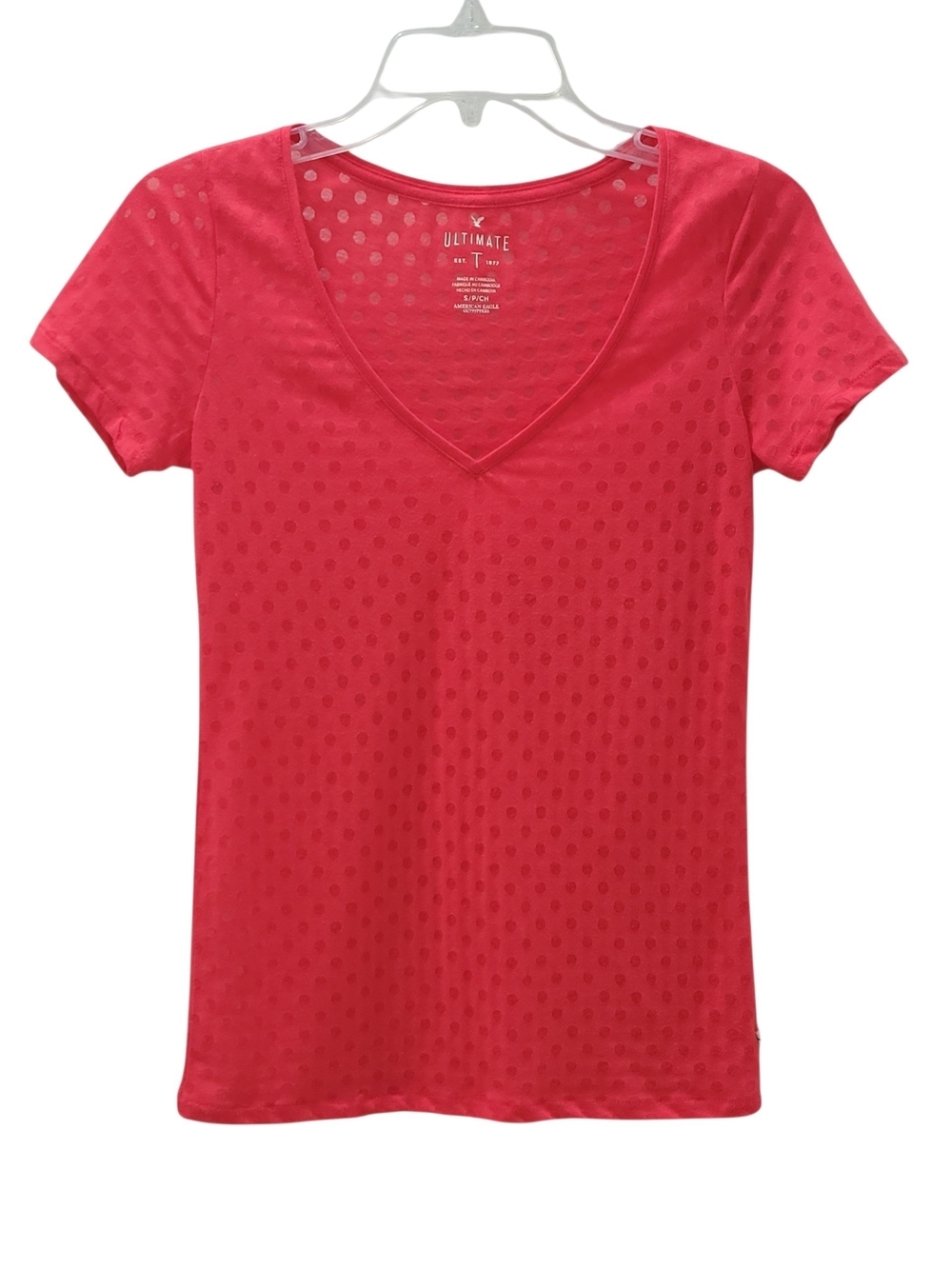 American Eagle Ultimate V-Neck Tee Short Sleeve Polka Dot Size S